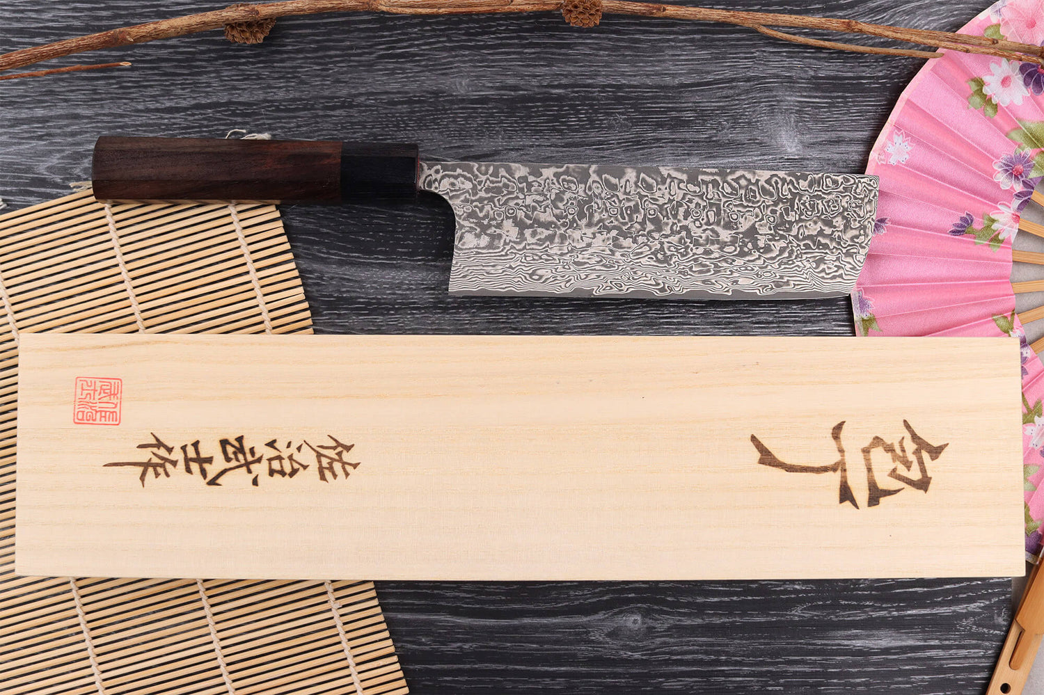 Couteau nakiri japonais artisanal Takeshi Saji R2 Nickel Damas 16,5cm