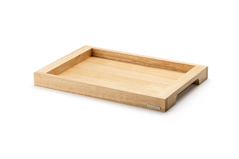 Plateau de service avec poignées Continenta en bois d'hévéa 45x29,5x4,3cm