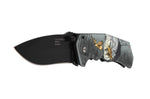 Couteau pliant Herbertz 584212 lame noire manche inox décor aigle 12cm