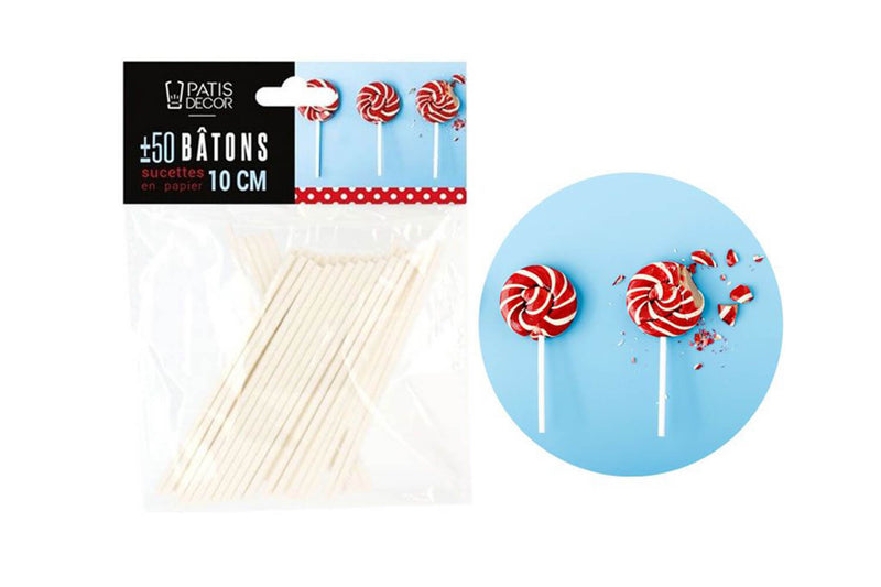 Set de 50 bâtons de sucettes Patisdécor 10cm