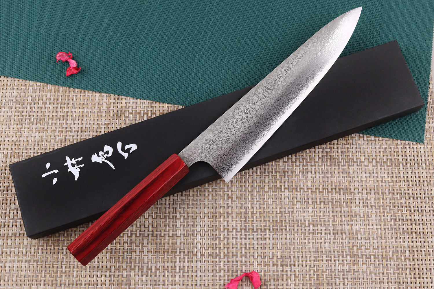 Couteau de chef japonais artisanal Kei Kobayashi SG2 damas 24cm