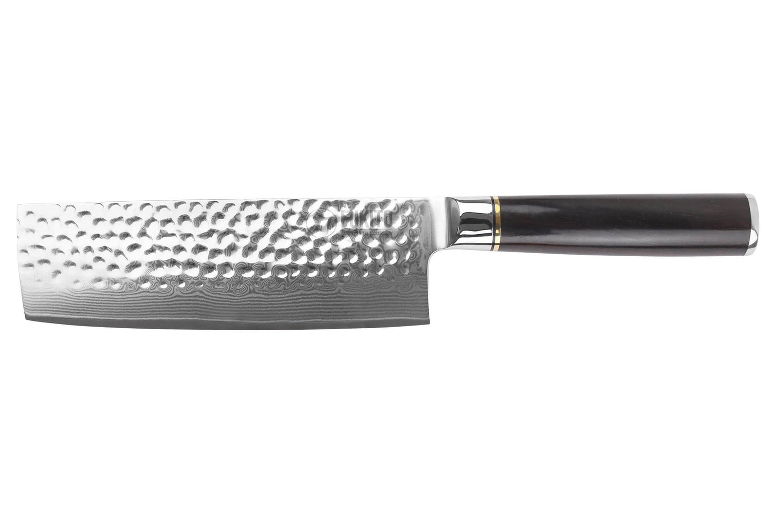 Couteau nakiri 17cm Fukito Ébène Damas martelé
