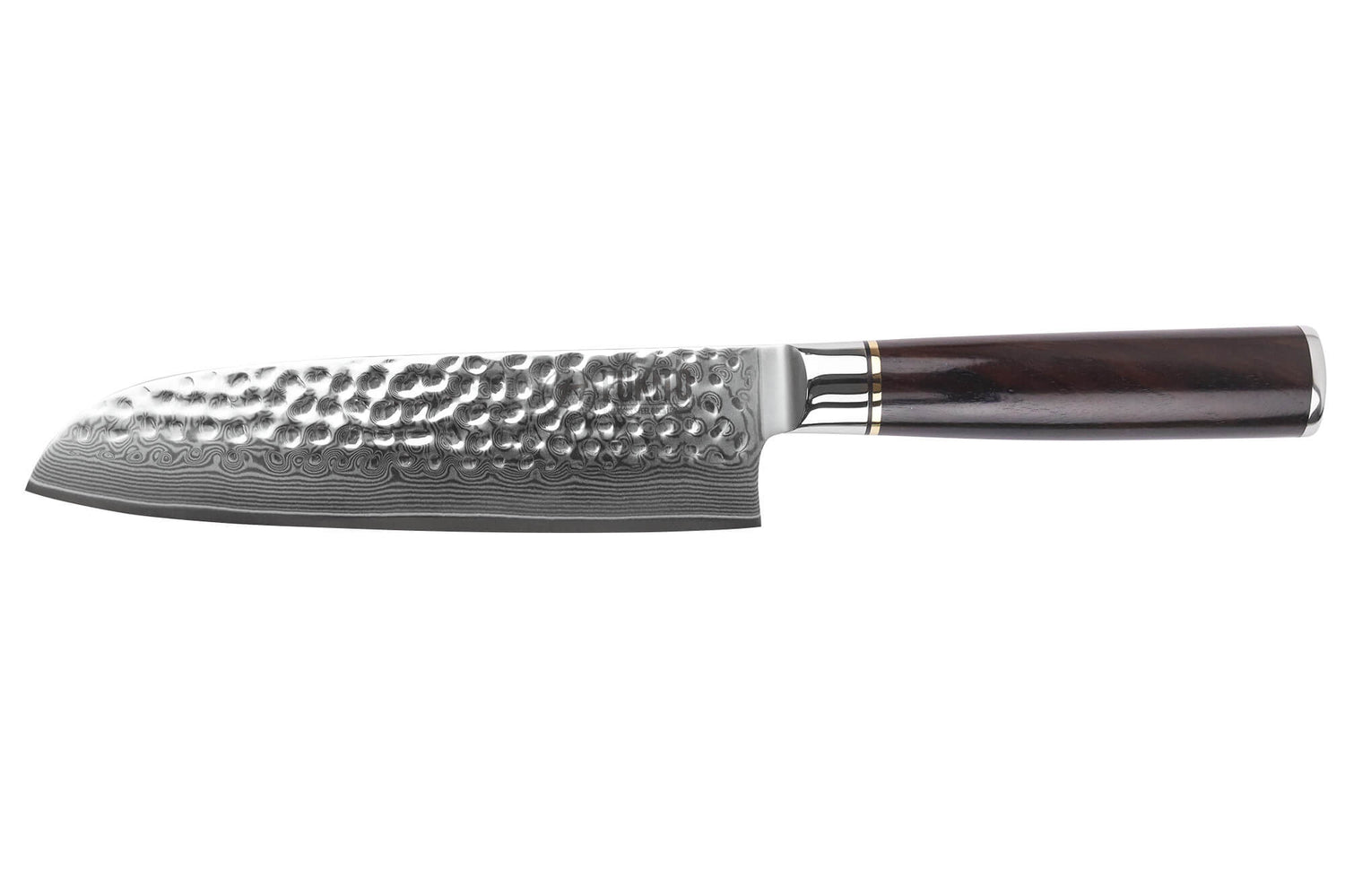 Couteau santoku 17cm Fukito Ébène Damas martelé
