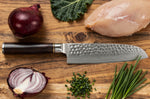 Couteau santoku 17cm Fukito Ébène Damas martelé