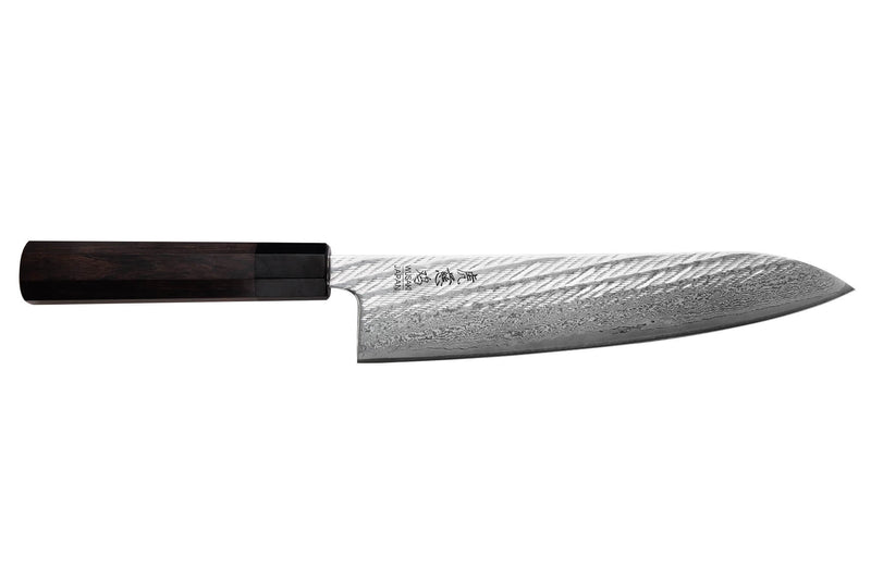 Couteau de chef 21cm japonais artisanal Wusaki Kuronawa G3 damas