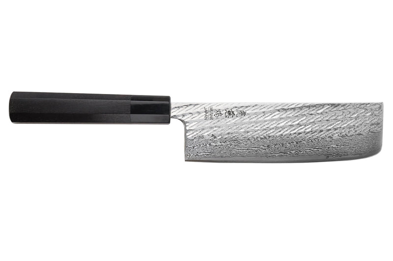 Couteau nakiri 16,5cm japonais artisanal Wusaki Kuronawa G3 damas