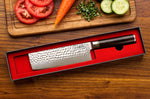 Couteau nakiri 17cm Fukito Ébène Damas martelé
