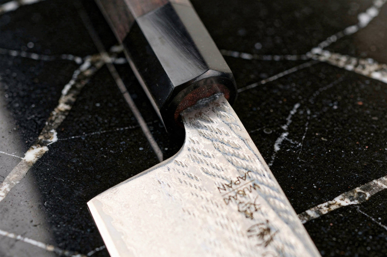 Couteau nakiri 16,5cm japonais artisanal Wusaki Kuronawa G3 damas