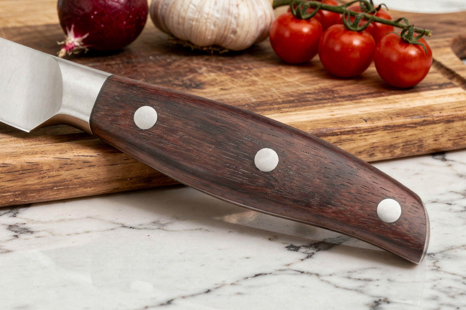 Couteau d'office 9cm Guillaume Leonard Cuistot en acier inoxydable et bois de santal rouge