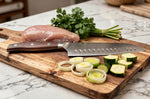 Couteau santoku 17cm Guillaume Leonard Cuistot en acier inoxydable et bois de santal rouge