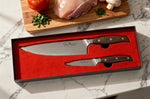 Coffret 2 couteaux Guillaume Leonard Cuistot acier inoxydable et santal rouge Chef + Office