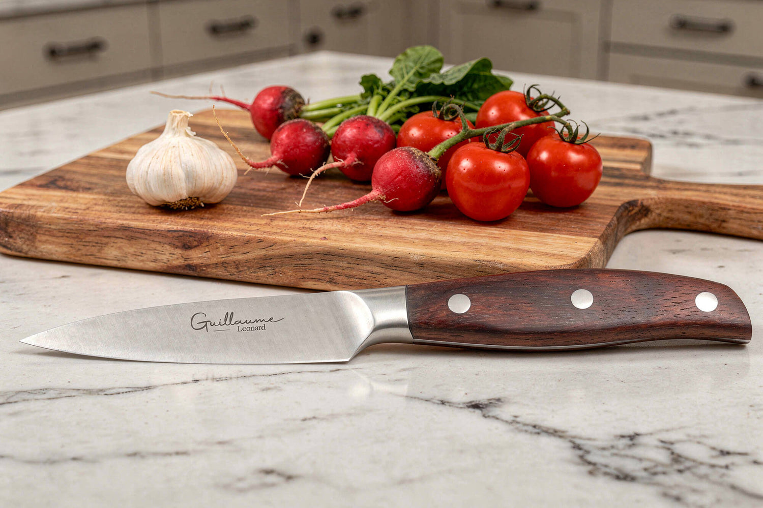 Coffret 2 couteaux Guillaume Leonard Cuistot acier inoxydable et santal rouge Chef + Office