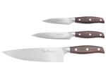 Coffret 3 couteaux Guillaume Leonard Cuistot acier inoxydable et santal rouge Chef + Office + Universel
