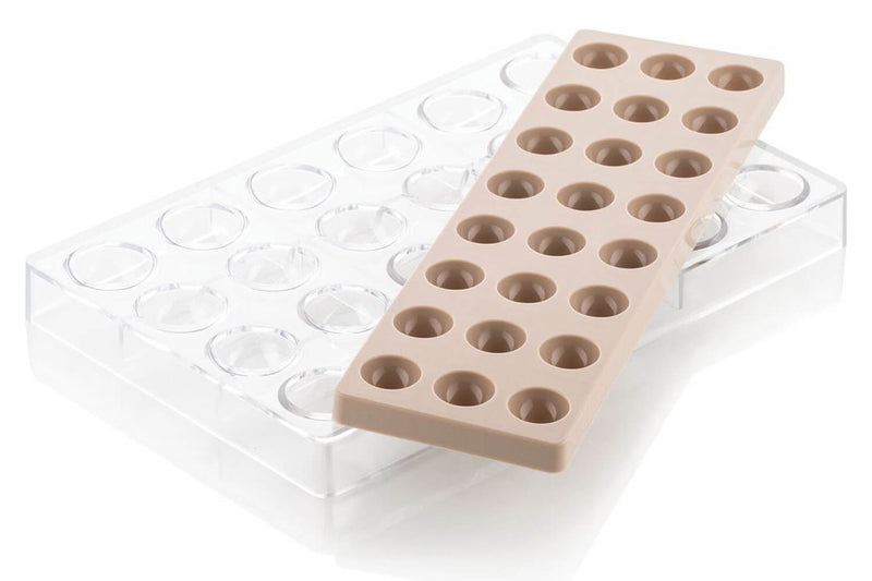 Moule en tritan et insert en silicone Silikomart Chocado 24 demi-sphères