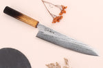 Couteau de chef 21cm japonais artisanal Wusaki Nawame AUS10 damas