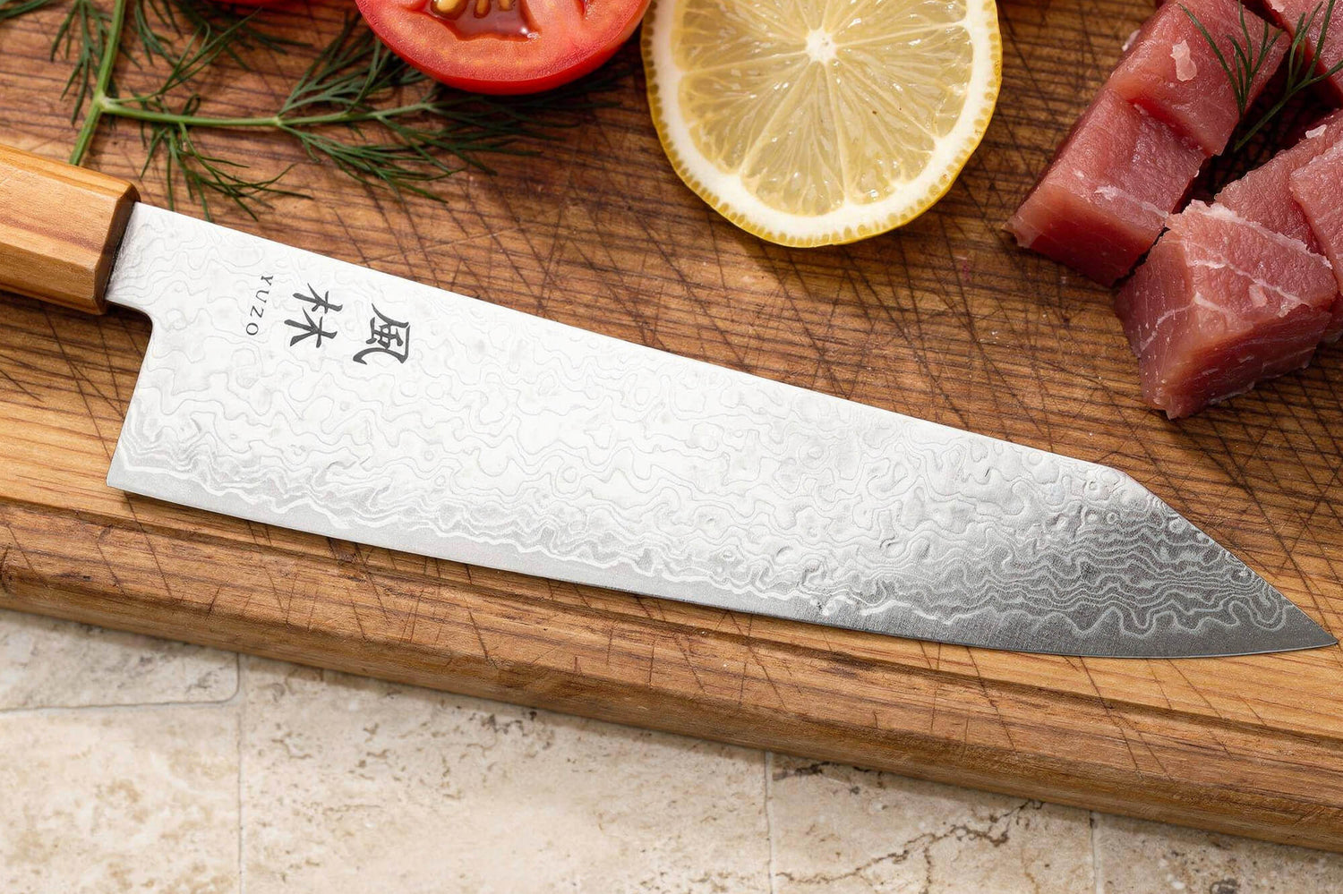 Couteau kiritsuke gyuto 21cm japonais Yuzo Ryuho Damas SG2