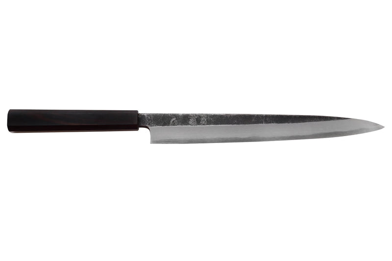 Couteau yanagiba 26cm japonais artisanal Hatsukokoro Shirasagi manche en ébène