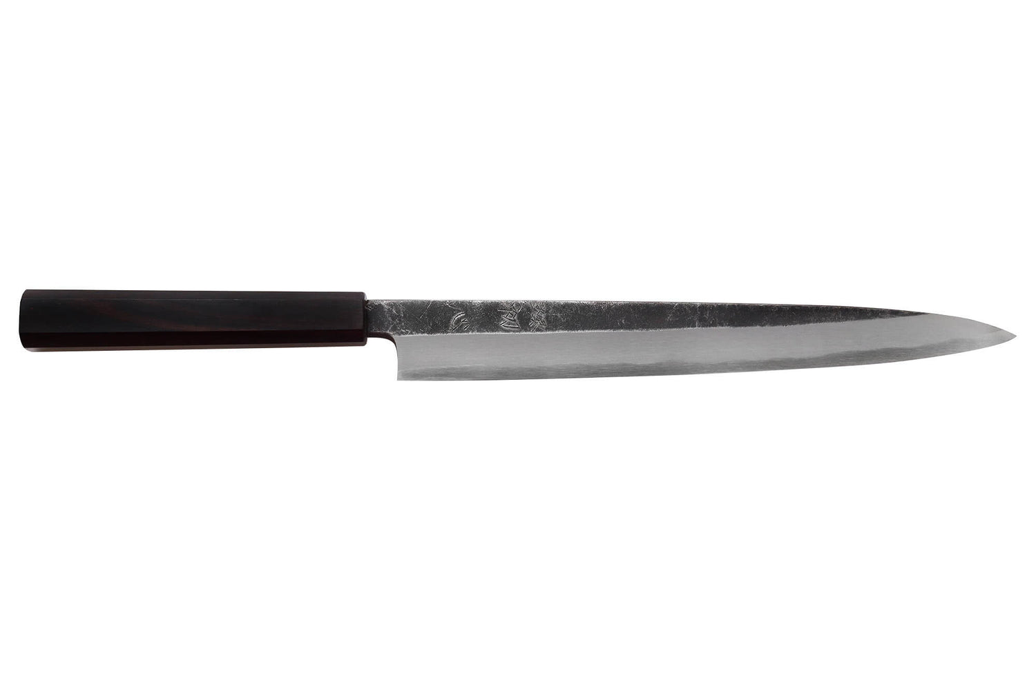 Couteau yanagiba 26cm japonais artisanal Hatsukokoro Shirasagi manche en ébène