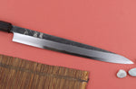 Couteau yanagiba 26cm japonais artisanal Hatsukokoro Shirasagi manche en ébène
