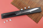 Couteau yanagiba 29cm japonais artisanal Hatsukokoro Shirasagi manche en ébène