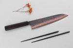 Couteau de chef 23cm japonais artisanal Hatsukokoro Yorokobi Kurouchi Damas