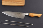 Couteau de chef 21cm Ryda Knives ST650 Damas et manche en olivier