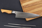 Couteau de chef 21cm Ryda Knives ST650 Damas et manche en olivier