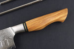 Couteau santoku alvéolé 18cm Ryda Knives ST650 Damas et manche en olivier