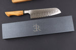 Couteau santoku alvéolé 18cm Ryda Knives ST650 Damas et manche en olivier