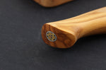 Couteau santoku alvéolé 18cm Ryda Knives ST650 Damas et manche en olivier