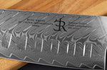 Couteau santoku alvéolé 18cm Ryda Knives ST650 Damas et manche en olivier