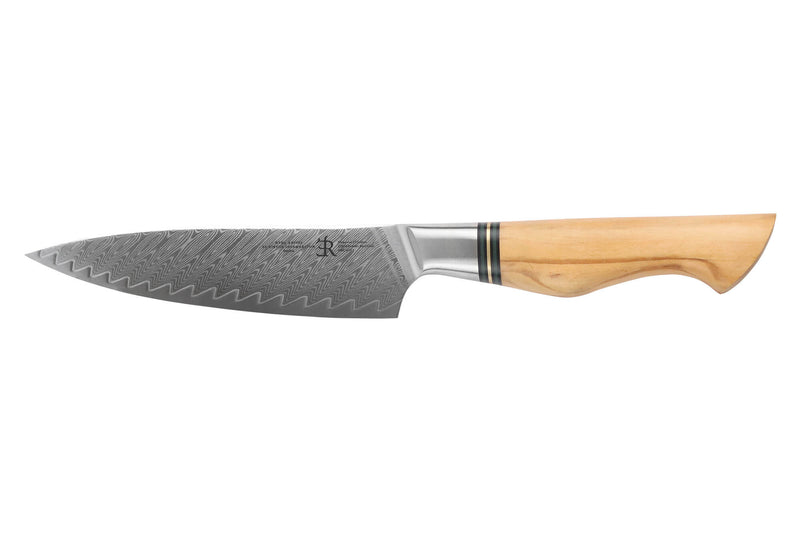 Couteau universel 13,5cm Ryda Knives ST650 Damas et manche en olivier
