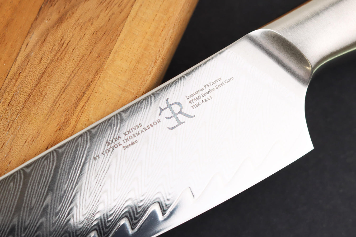 Couteau universel 13,5cm Ryda Knives ST650 Damas et manche en olivier