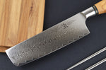 Couteau nakiri 18cm Ryda Knives ST650 Damas et manche en olivier