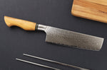 Couteau nakiri 18cm Ryda Knives ST650 Damas et manche en olivier