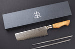 Couteau nakiri 18cm Ryda Knives ST650 Damas et manche en olivier