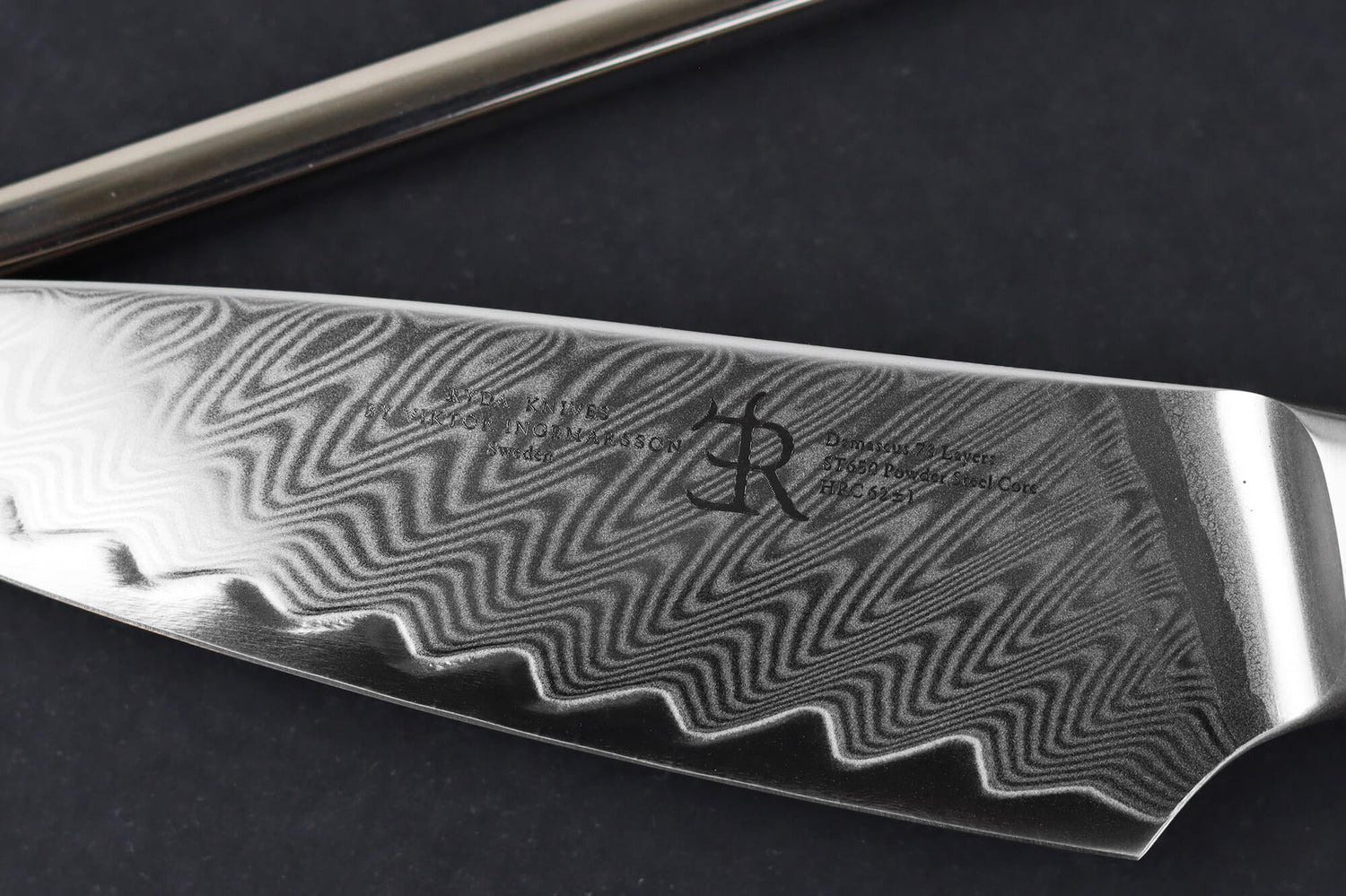 Couteau d'office 9,5cm Ryda Knives ST650 Damas et manche en olivier