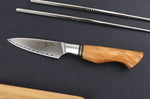 Couteau d'office 9,5cm Ryda Knives ST650 Damas et manche en olivier