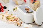 Râpe Microplane 3-en-1 blanche avec boîte de conservation et double couvercle