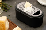 Râpe Microplane 3-en-1 noire avec boîte de conservation et double couvercle