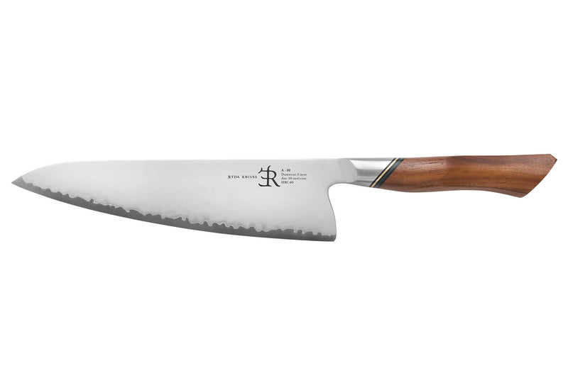 Couteau de chef 20,5cm Ryda Knives A-30 San Maï et manche en noyer