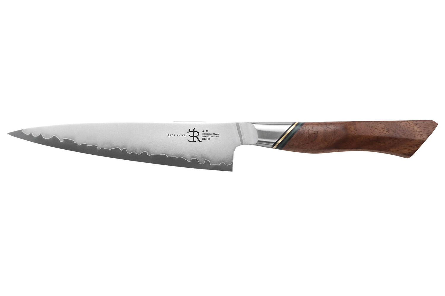 Couteau universel 13cm Ryda Knives A-30 San Maï et manche en noyer