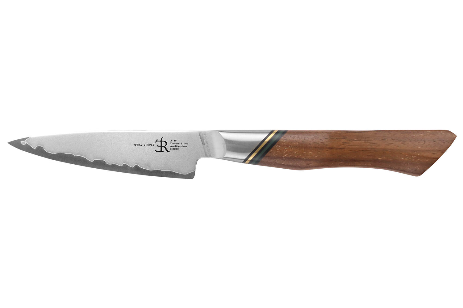 Couteau d'office 9cm Ryda Knives A-30 San Maï et manche en noyer