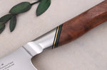 Couteau santoku 18cm Ryda Knives A-30 San Maï et manche en noyer