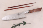 Couteau santoku 18cm Ryda Knives A-30 San Maï et manche en noyer