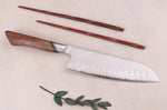 Couteau santoku 18cm Ryda Knives A-30 San Maï et manche en noyer
