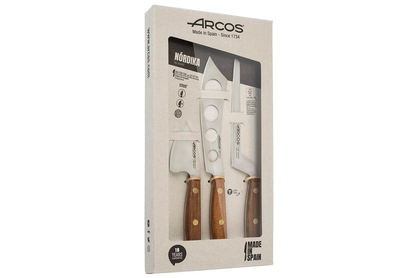 Coffret de 3 couteaux à fromage Arcos Nordika avec manches en bois d'ovangkol