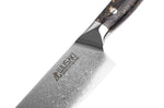 Couteau santoku Wusaki Sakin Damas 10Cr 17cm manche en fibre de carbone et feuille d'or