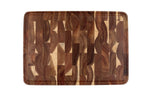 Planche à découper Wusaki bois d'acacia damier pieds antidérapants 35 x 25 x 2,5cm