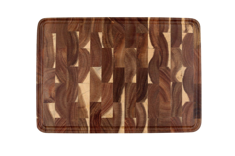 Planche à découper Wusaki bois d'acacia damier pieds antidérapants 35 x 25 x 2,5cm